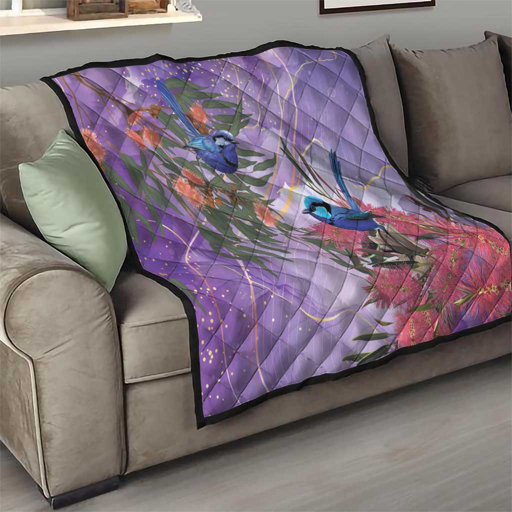 Australia Splendid Fairy Wren on Eucalyptus Quilt Epilepsy Awareness - Aussie Hoodie