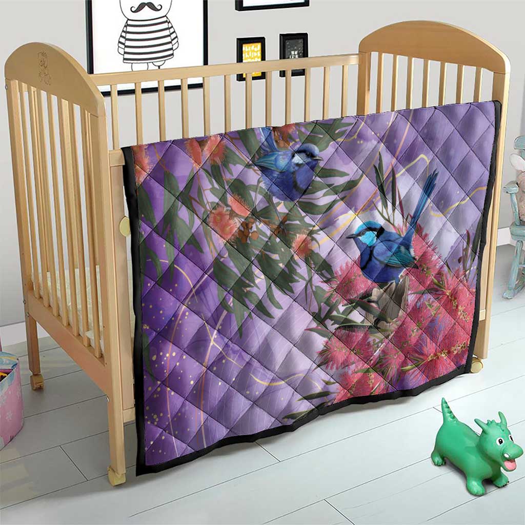Australia Splendid Fairy Wren on Eucalyptus Quilt Epilepsy Awareness - Aussie Hoodie