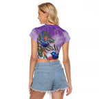 Australia Splendid Fairy Wren on Eucalyptus Raglan Cropped T Shirt Epilepsy Awareness - Aussie Hoodie