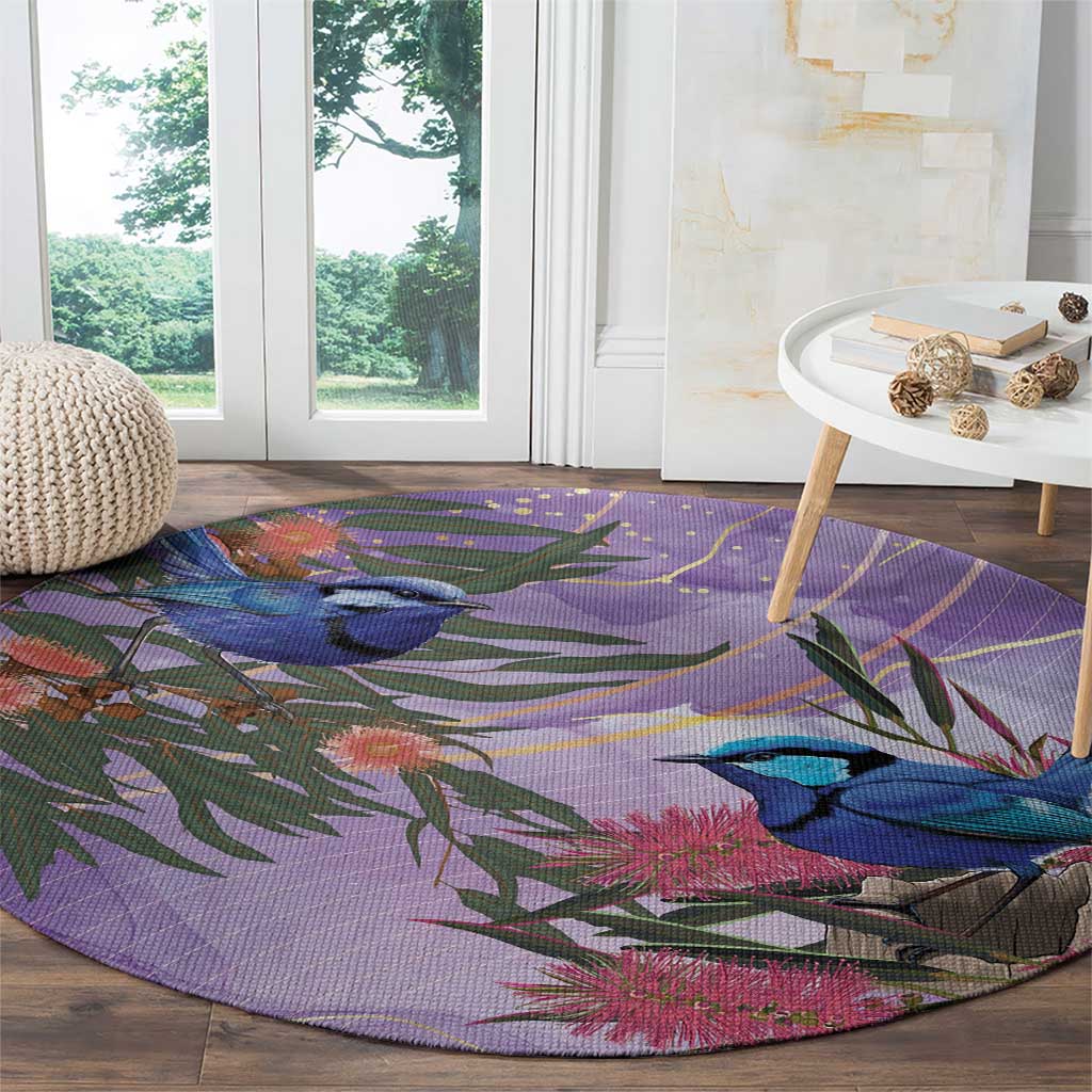 Australia Splendid Fairy Wren on Eucalyptus Round Carpet Epilepsy Awareness - Aussie Hoodie