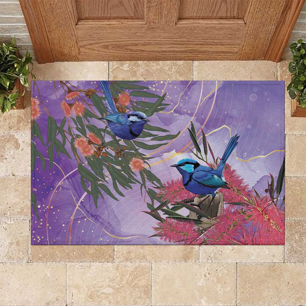 Australia Splendid Fairy Wren on Eucalyptus Rubber Doormat Epilepsy Awareness - Aussie Hoodie