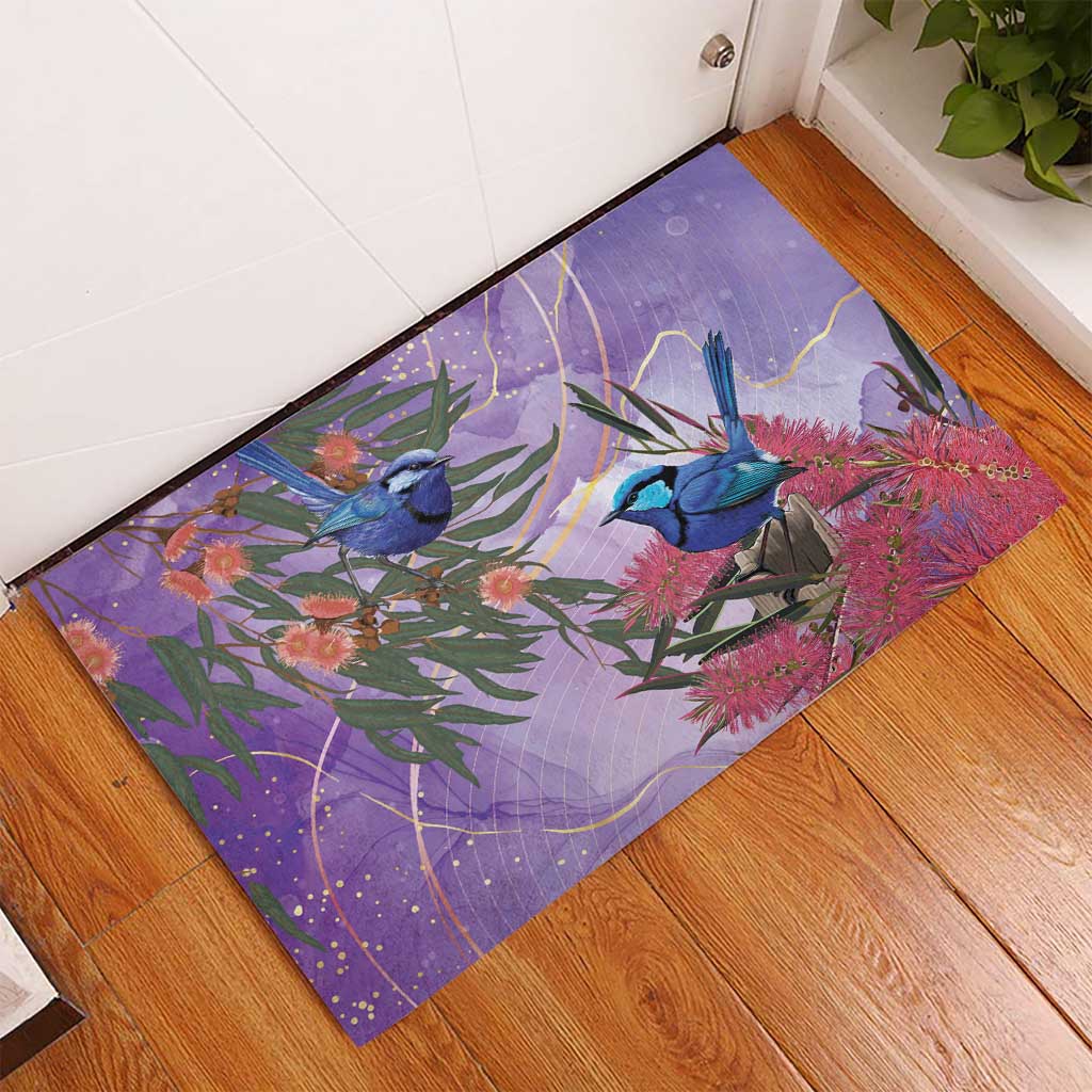 Australia Splendid Fairy Wren on Eucalyptus Rubber Doormat Epilepsy Awareness - Aussie Hoodie