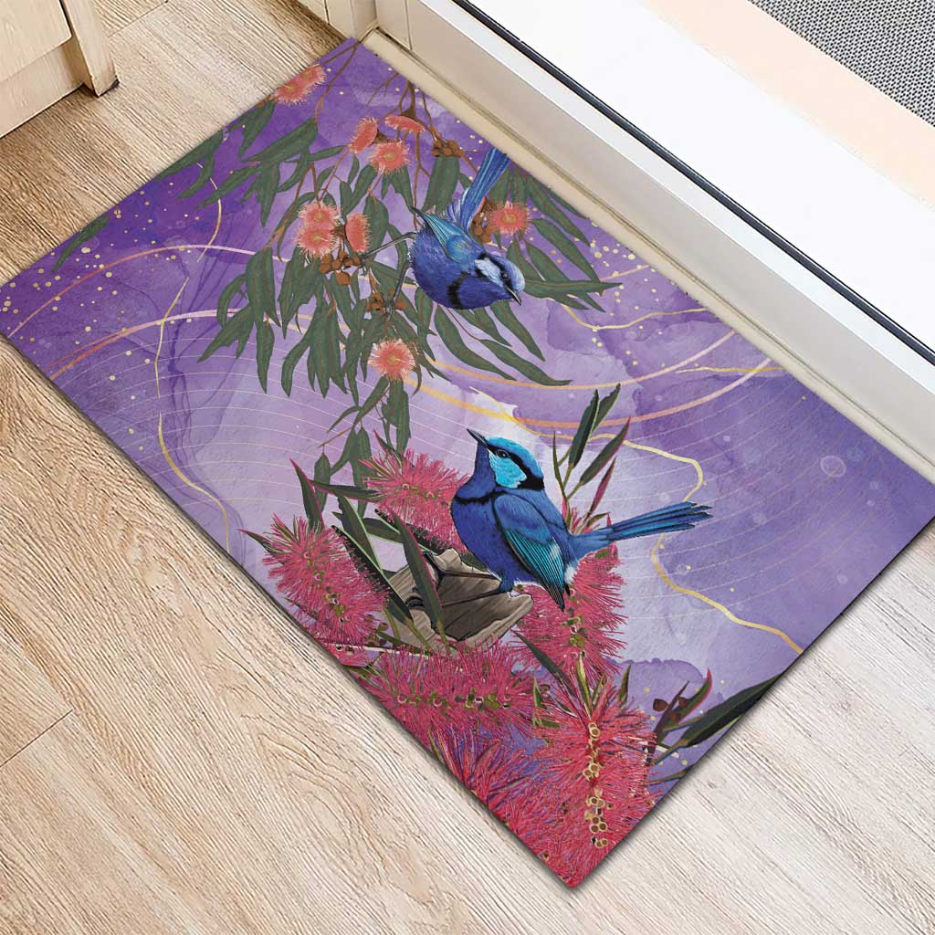 Australia Splendid Fairy Wren on Eucalyptus Rubber Doormat Epilepsy Awareness - Aussie Hoodie