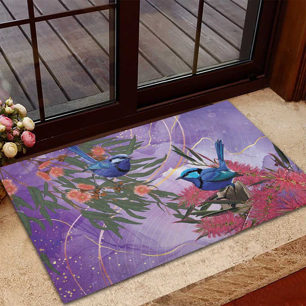 Australia Splendid Fairy Wren on Eucalyptus Rubber Doormat Epilepsy Awareness - Aussie Hoodie