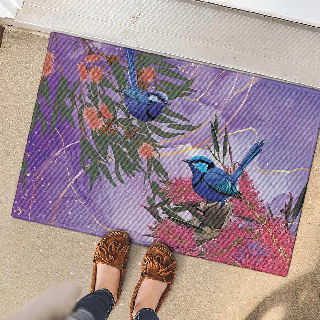 Australia Splendid Fairy Wren on Eucalyptus Rubber Doormat Epilepsy Awareness - Aussie Hoodie