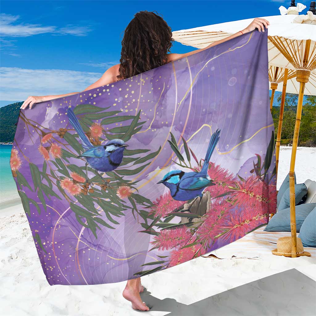 Australia Splendid Fairy Wren on Eucalyptus Sarong Epilepsy Awareness - Aussie Hoodie