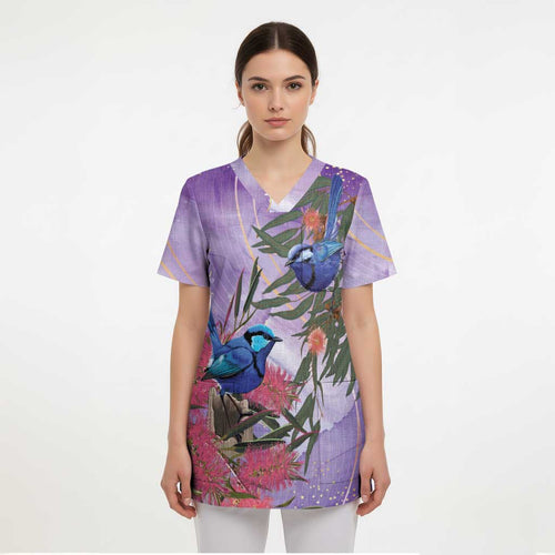 Australia Splendid Fairy Wren on Eucalyptus Scrub Top Epilepsy Awareness - Aussie Hoodie
