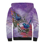 Australia Splendid Fairy Wren on Eucalyptus Sherpa Hoodie Epilepsy Awareness - Aussie Hoodie