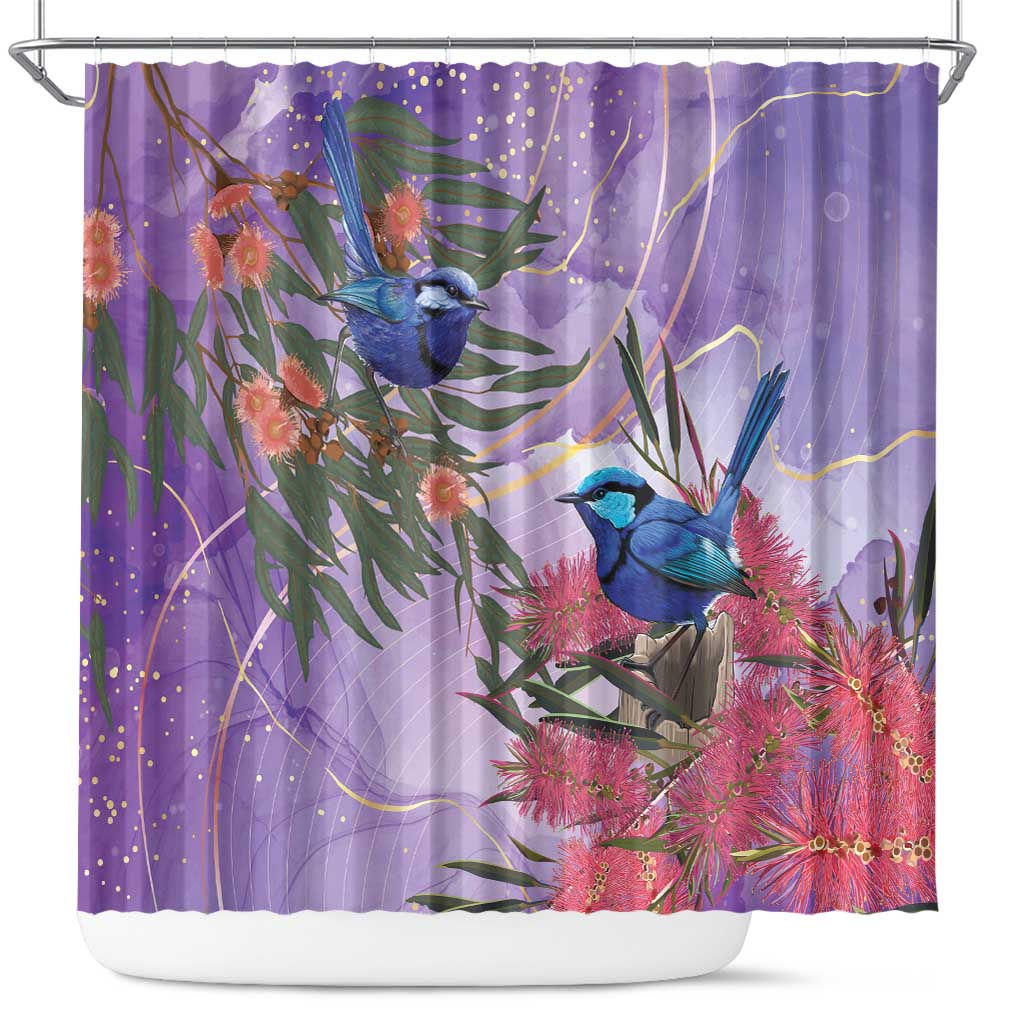 Australia Splendid Fairy Wren on Eucalyptus Shower Curtain Epilepsy Awareness - Aussie Hoodie
