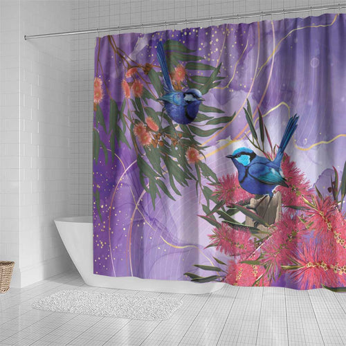 Australia Splendid Fairy Wren on Eucalyptus Shower Curtain Epilepsy Awareness - Aussie Hoodie
