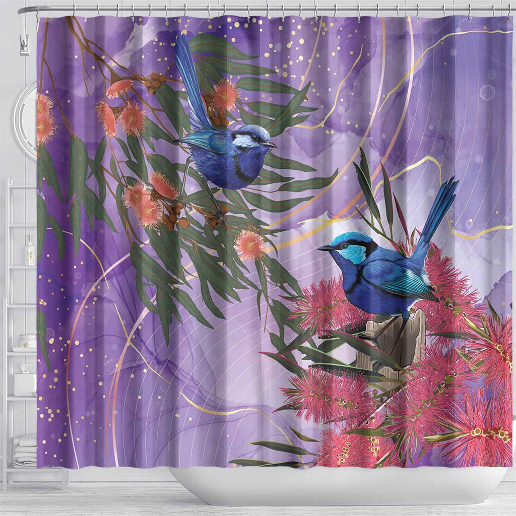 Australia Splendid Fairy Wren on Eucalyptus Shower Curtain Epilepsy Awareness - Aussie Hoodie