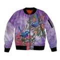 Australia Splendid Fairy Wren on Eucalyptus Sleeve Zip Bomber Jacket Epilepsy Awareness - Aussie Hoodie