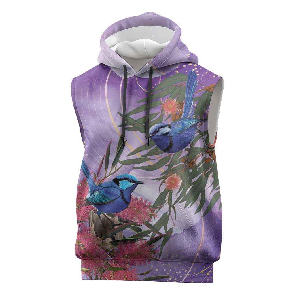 Australia Splendid Fairy Wren on Eucalyptus Sleeveless Hoodie Epilepsy Awareness - Aussie Hoodie