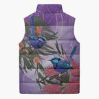 Australia Splendid Fairy Wren on Eucalyptus Sleeveless Puffer Jacket Epilepsy Awareness - Aussie Hoodie