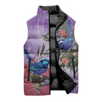 Australia Splendid Fairy Wren on Eucalyptus Sleeveless Puffer Jacket Epilepsy Awareness - Aussie Hoodie