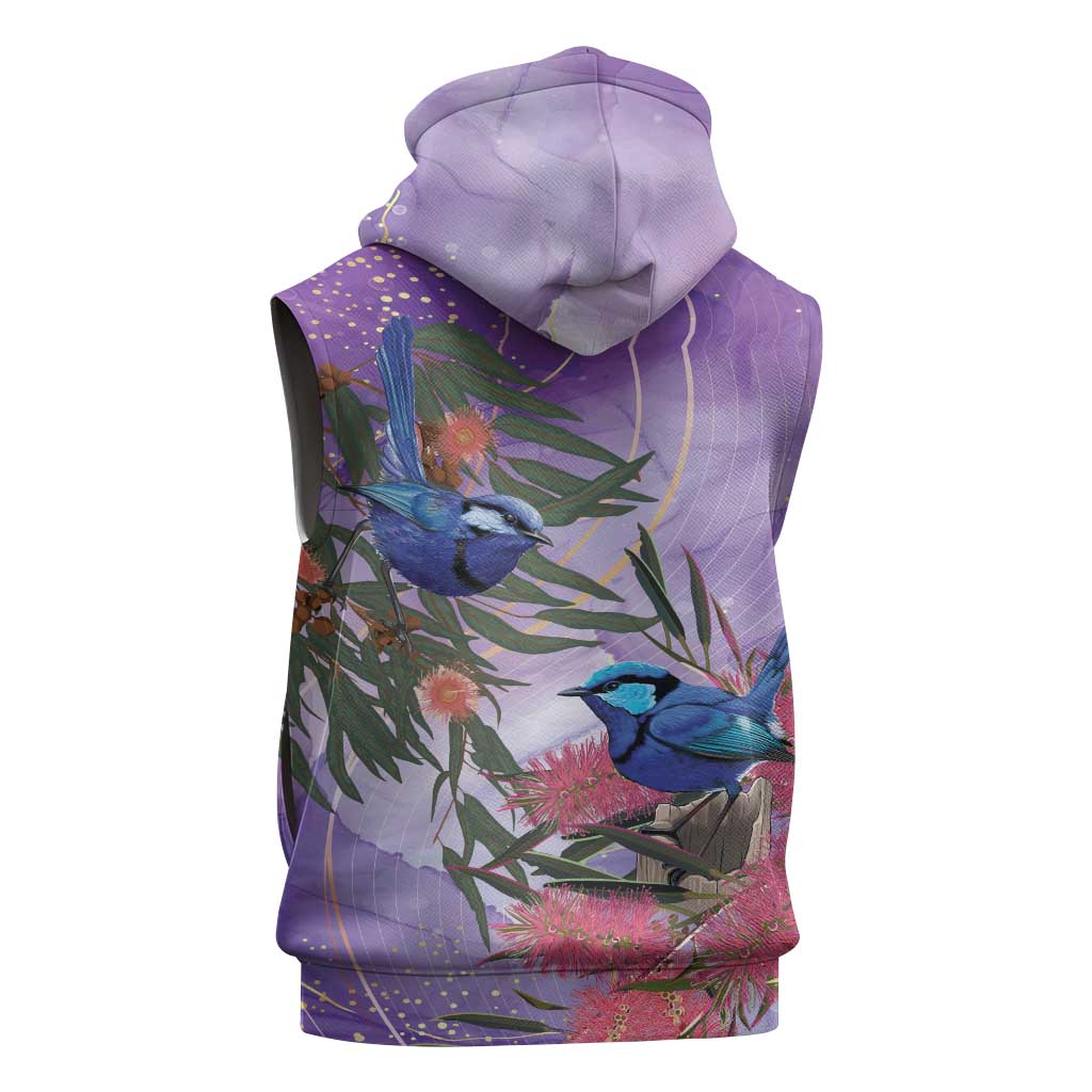Australia Splendid Fairy Wren on Eucalyptus Sleeveless Zip Hoodie Epilepsy Awareness LT7
