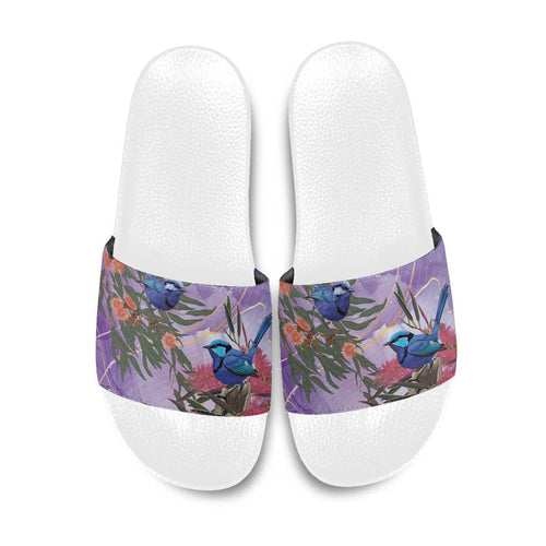 Australia Splendid Fairy Wren on Eucalyptus Slide Sandals Epilepsy Awareness - Aussie Hoodie