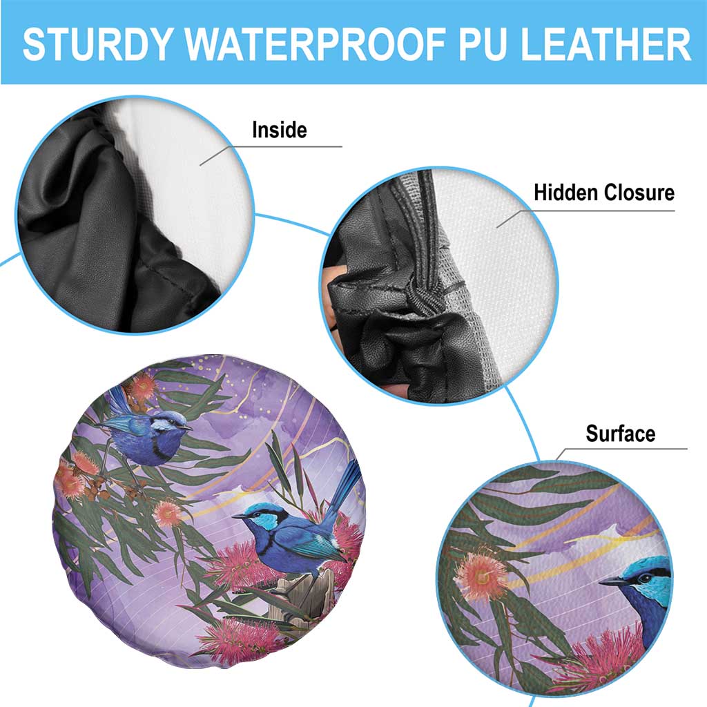 Australia Splendid Fairy Wren on Eucalyptus Spare Tire Cover Epilepsy Awareness - Aussie Hoodie