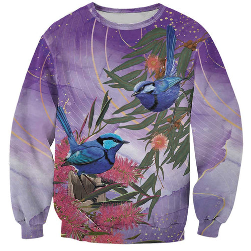 Australia Splendid Fairy Wren on Eucalyptus Sweatshirt Epilepsy Awareness - Aussie Hoodie