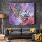 Australia Splendid Fairy Wren on Eucalyptus Tapestry Epilepsy Awareness - Aussie Hoodie