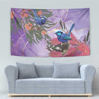 Australia Splendid Fairy Wren on Eucalyptus Tapestry Epilepsy Awareness - Aussie Hoodie