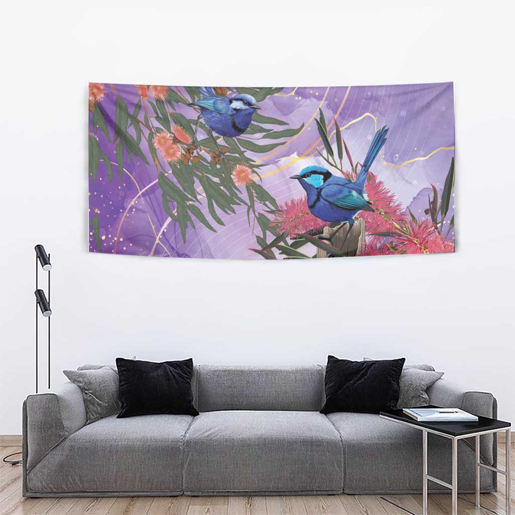 Australia Splendid Fairy Wren on Eucalyptus Tapestry Epilepsy Awareness - Aussie Hoodie