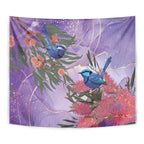 Australia Splendid Fairy Wren on Eucalyptus Tapestry Epilepsy Awareness - Aussie Hoodie