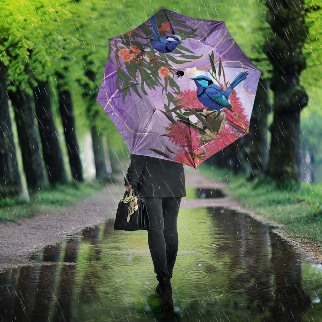 Australia Splendid Fairy Wren on Eucalyptus Umbrella Epilepsy Awareness - Aussie Hoodie