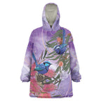 Australia Splendid Fairy Wren on Eucalyptus Wearable Blanket Hoodie Epilepsy Awareness - Aussie Hoodie
