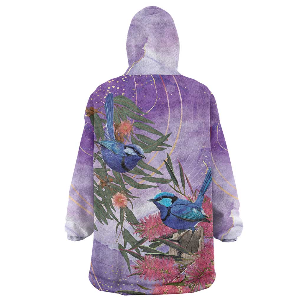 Australia Splendid Fairy Wren on Eucalyptus Wearable Blanket Hoodie Epilepsy Awareness - Aussie Hoodie