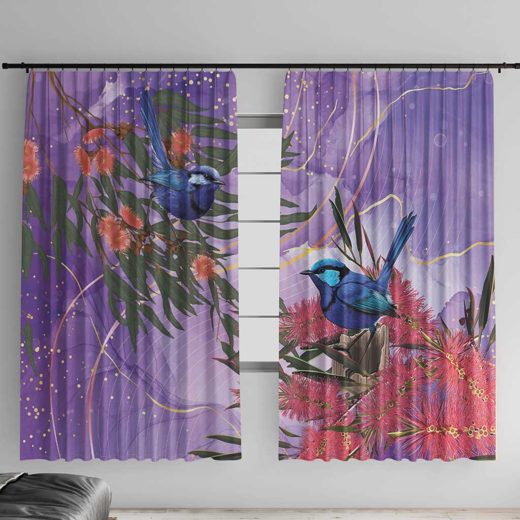 Australia Splendid Fairy Wren on Eucalyptus Window Curtain Epilepsy Awareness - Aussie Hoodie