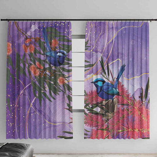 Australia Splendid Fairy Wren on Eucalyptus Window Curtain Epilepsy Awareness - Aussie Hoodie