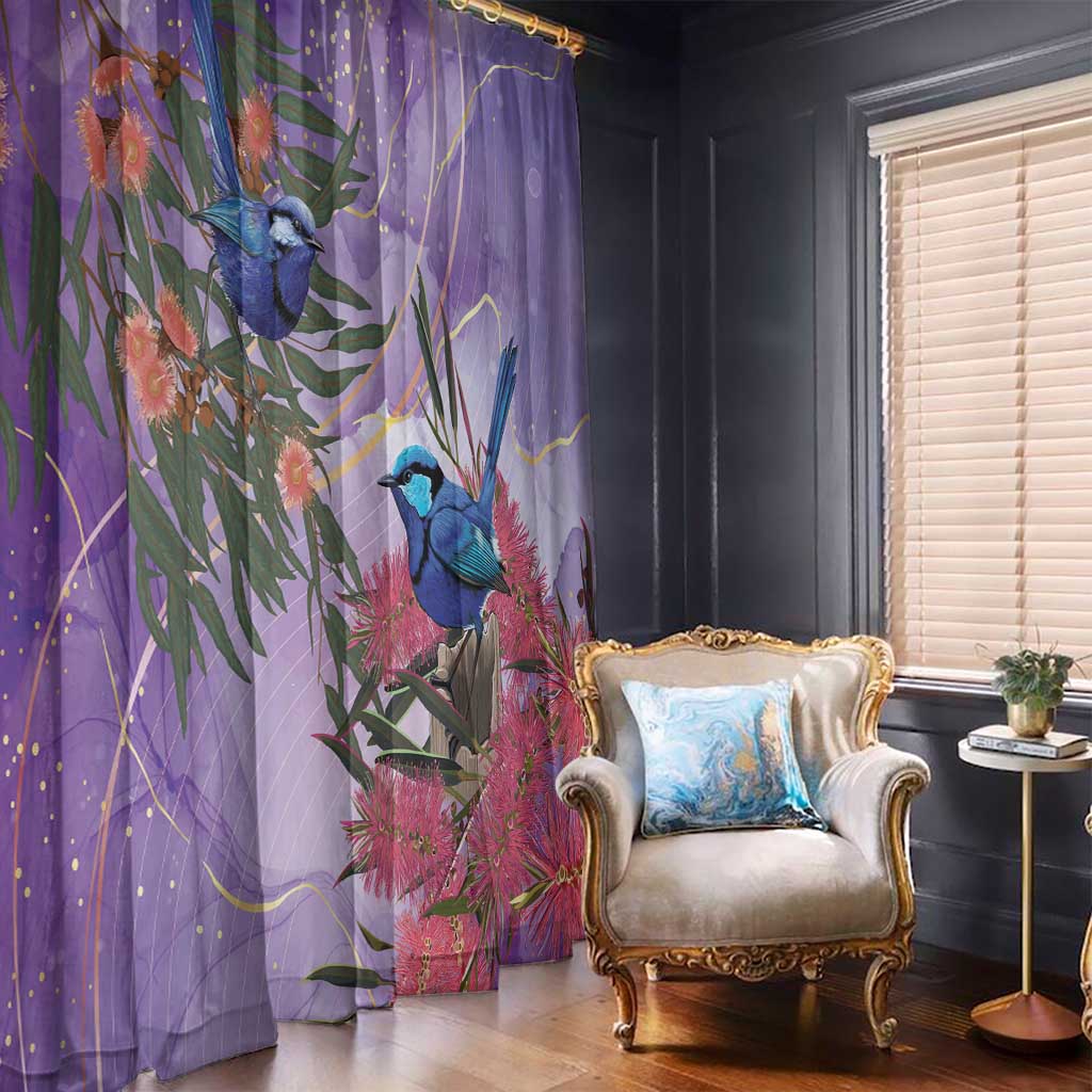 Australia Splendid Fairy Wren on Eucalyptus Window Curtain Epilepsy Awareness - Aussie Hoodie