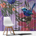 Australia Splendid Fairy Wren on Eucalyptus Window Curtain Epilepsy Awareness - Aussie Hoodie