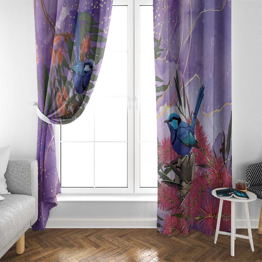 Australia Splendid Fairy Wren on Eucalyptus Window Curtain Epilepsy Awareness - Aussie Hoodie