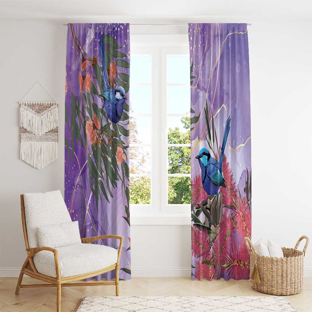 Australia Splendid Fairy Wren on Eucalyptus Window Curtain Epilepsy Awareness - Aussie Hoodie