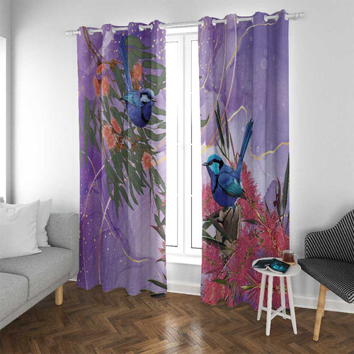 Australia Splendid Fairy Wren on Eucalyptus Window Curtain Epilepsy Awareness - Aussie Hoodie
