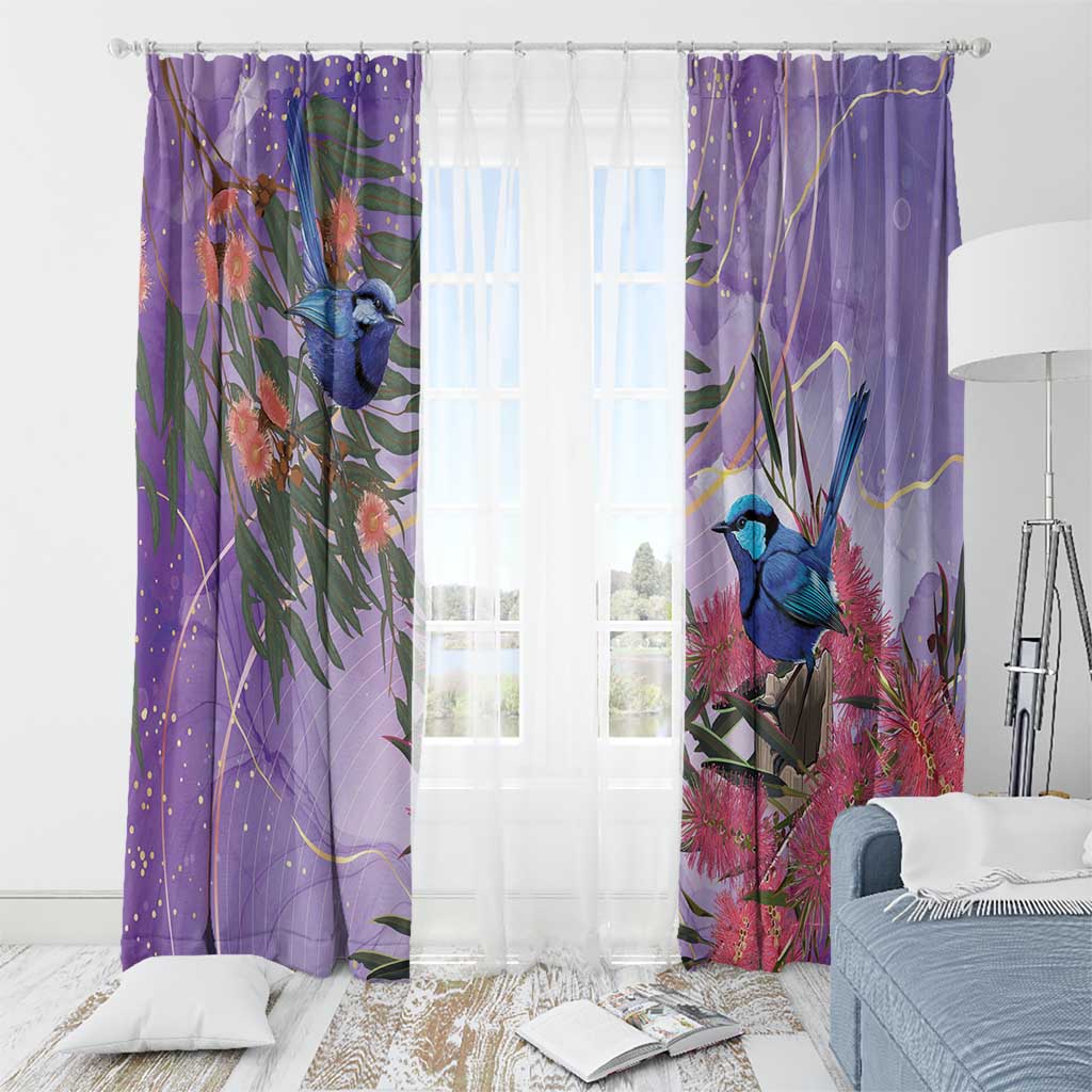 Australia Splendid Fairy Wren on Eucalyptus Window Curtain Epilepsy Awareness - Aussie Hoodie