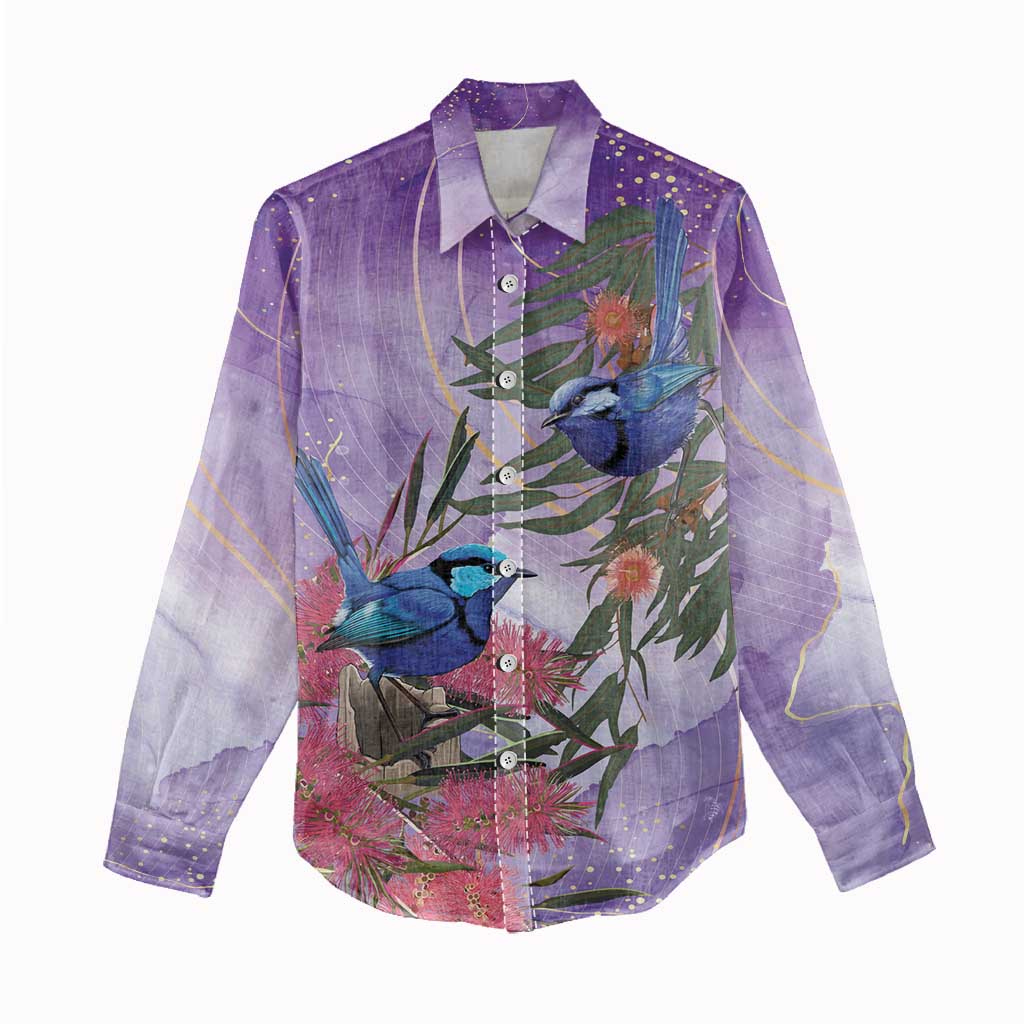 Australia Splendid Fairy Wren on Eucalyptus Women Casual Shirt Epilepsy Awareness - Aussie Hoodie