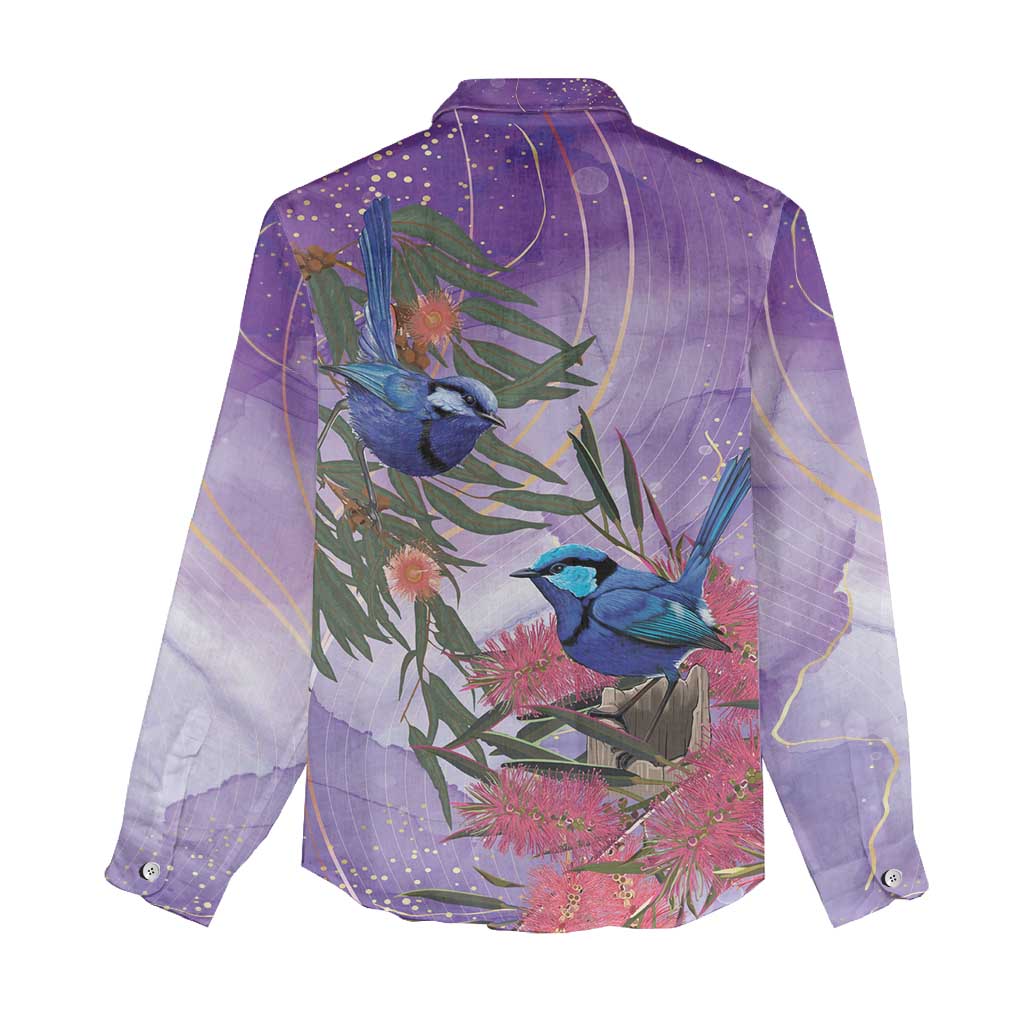 Australia Splendid Fairy Wren on Eucalyptus Women Casual Shirt Epilepsy Awareness - Aussie Hoodie