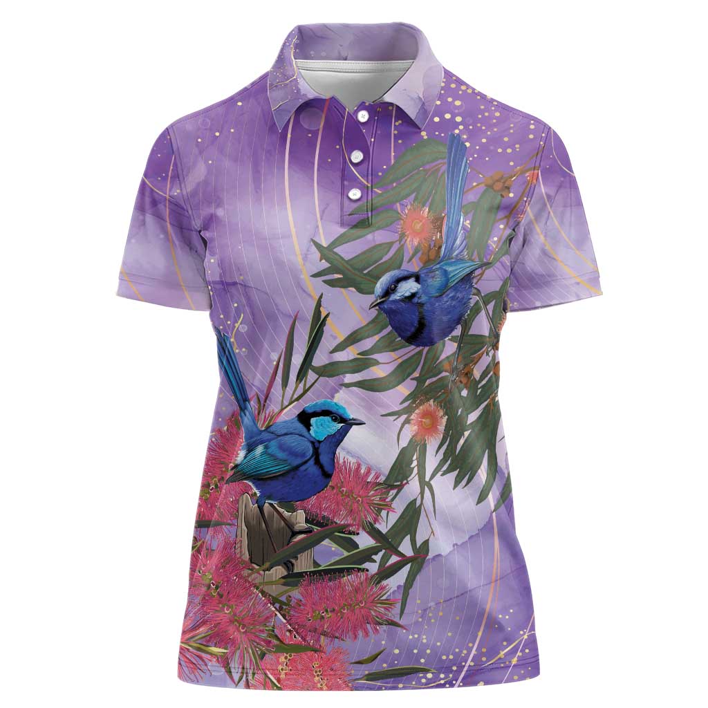 Australia Splendid Fairy Wren on Eucalyptus Women Polo Shirt Epilepsy Awareness - Aussie Hoodie