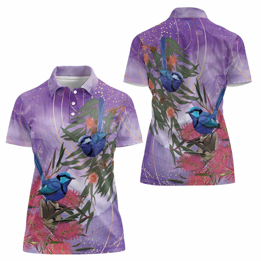 Australia Splendid Fairy Wren on Eucalyptus Women Polo Shirt Epilepsy Awareness - Aussie Hoodie