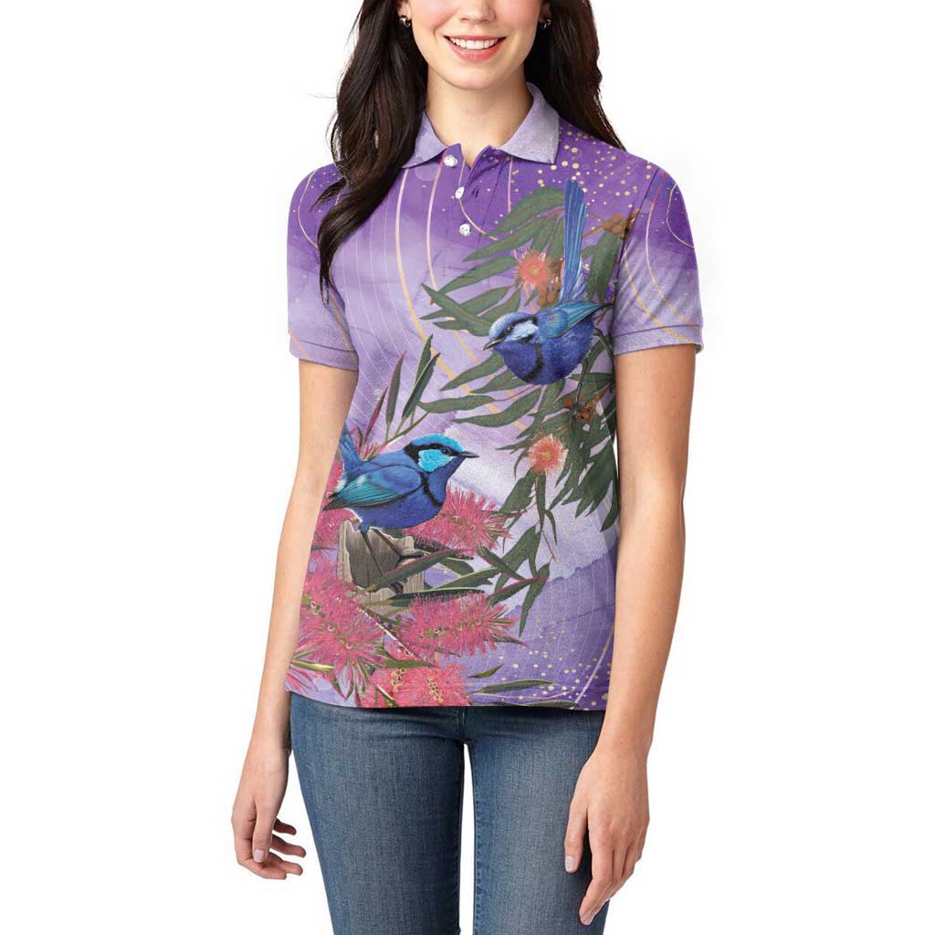 Australia Splendid Fairy Wren on Eucalyptus Women Polo Shirt Epilepsy Awareness - Aussie Hoodie