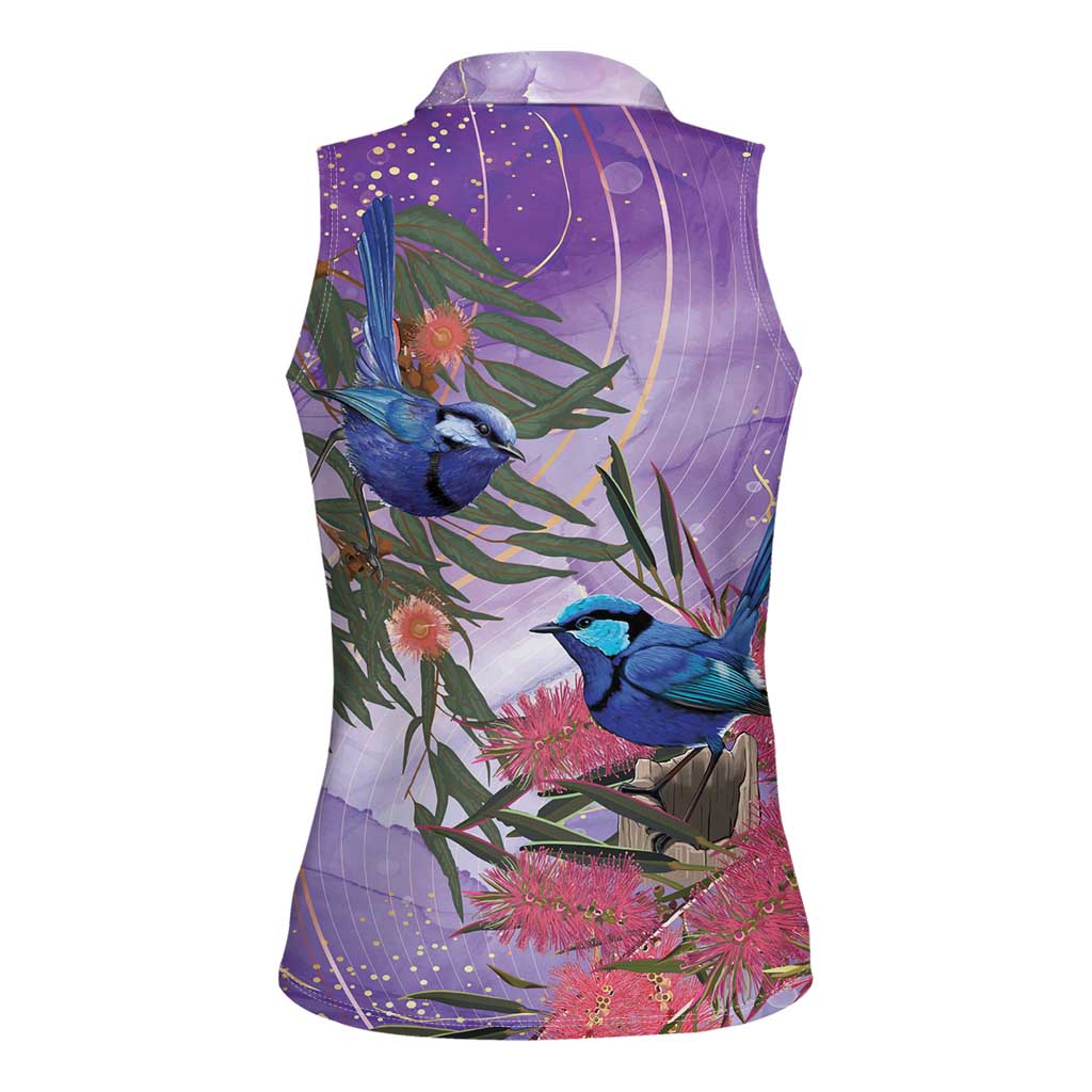 Australia Splendid Fairy Wren on Eucalyptus Women Sleeveless Polo Shirt Epilepsy Awareness - Aussie Hoodie