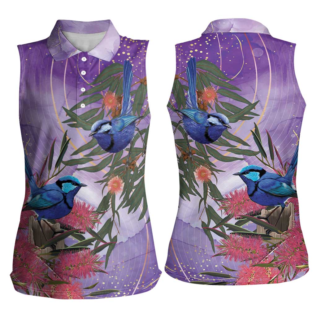 Australia Splendid Fairy Wren on Eucalyptus Women Sleeveless Polo Shirt Epilepsy Awareness - Aussie Hoodie