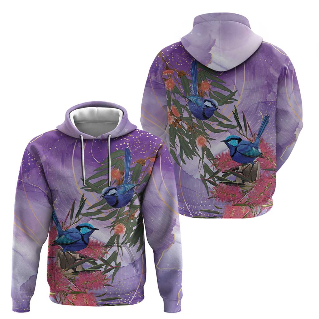 Australia Splendid Fairy Wren on Eucalyptus Zip Hoodie Epilepsy Awareness - Aussie Hoodie
