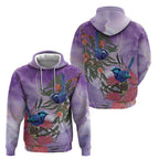Australia Splendid Fairy Wren on Eucalyptus Zip Hoodie Epilepsy Awareness - Aussie Hoodie