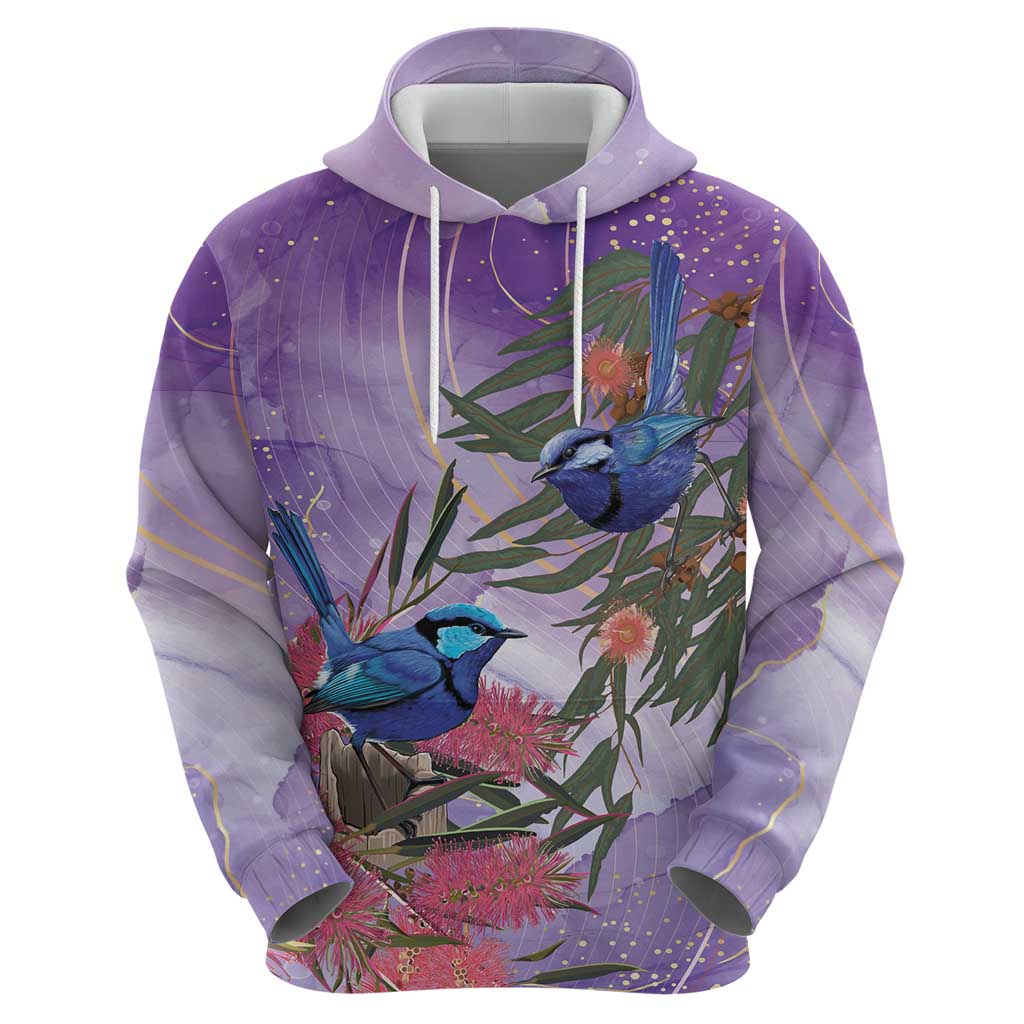 Australia Splendid Fairy Wren on Eucalyptus Zip Hoodie Epilepsy Awareness - Aussie Hoodie