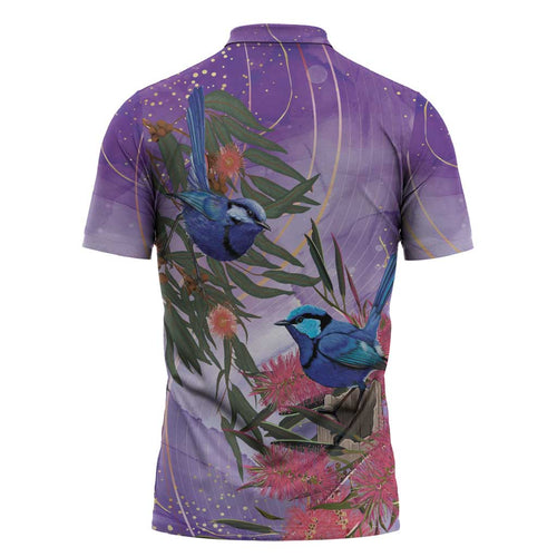 Australia Splendid Fairy Wren on Eucalyptus Zipper Polo Shirt Epilepsy Awareness - Aussie Hoodie