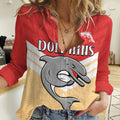 Redcliffe Dolphins Rugby Women Casual Shirt Simple Style LT9